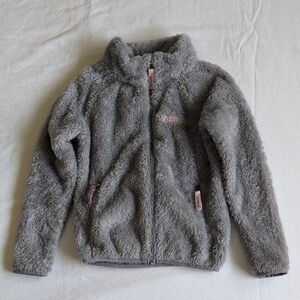 bench girls fluffy fleece full zip-up jacket gray size S/P 6